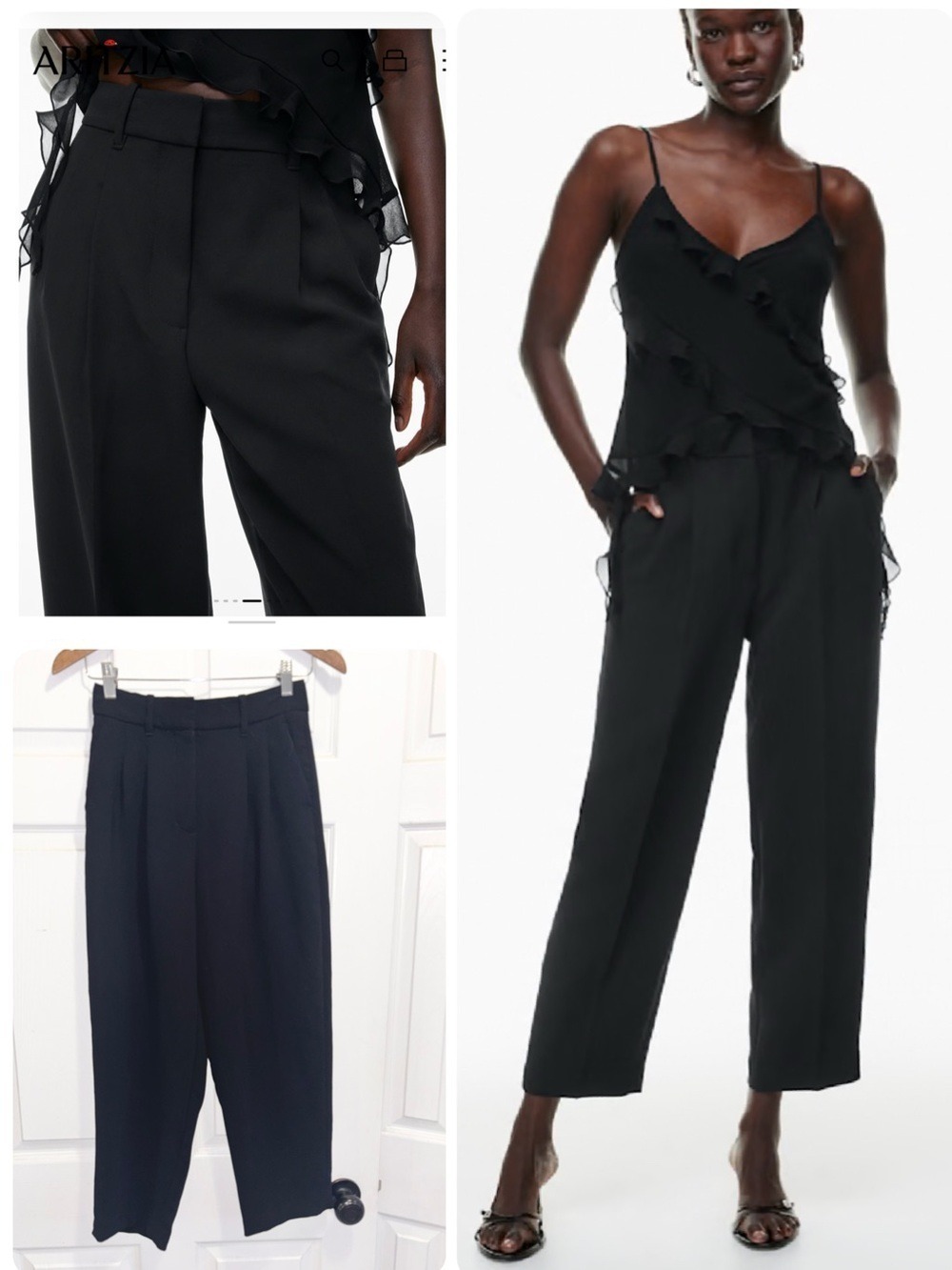 Aritzia Wilfred Carrot Pants Pleated Crepe Trousers Black Size 2